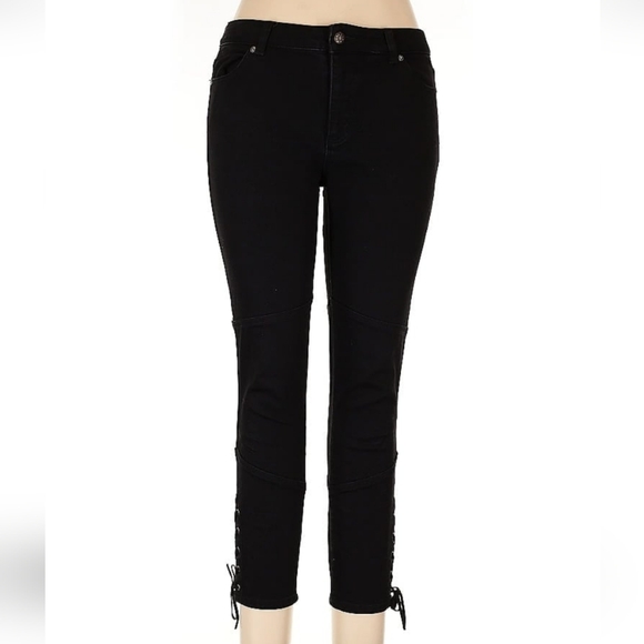Witchery Black Skinny Jeans with Cuffed Hems - Picture 1 of 4
